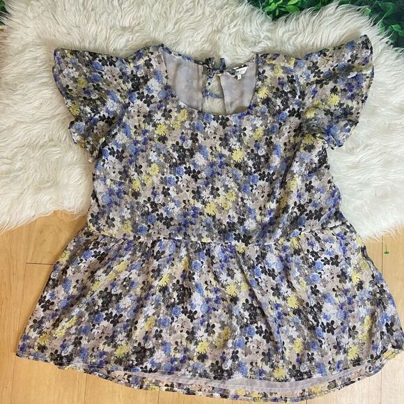 Lucky Brand floral short sleeve casual cite modest blouse plus size 1X - Picture 1 of 13